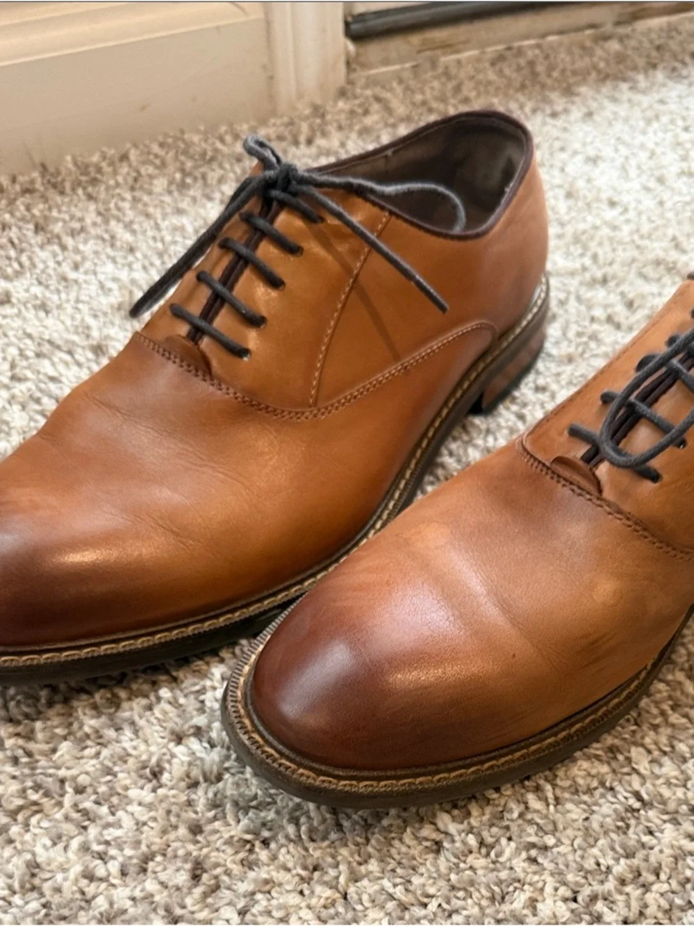 Vince Camuto Men's Cognac Leather Derby Oxfords